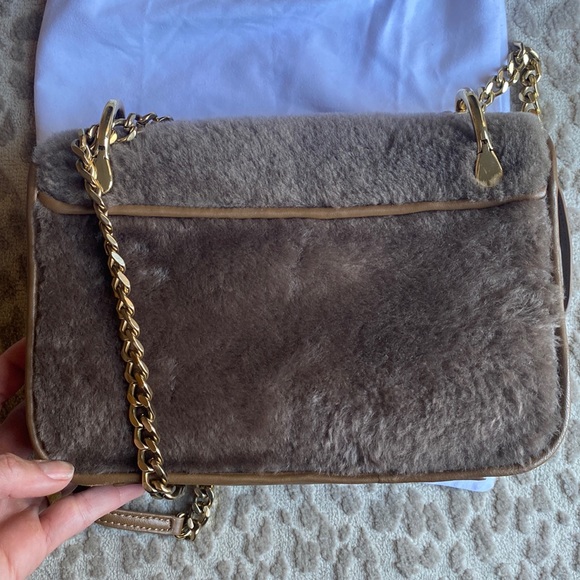 Elizabeth and James, Shearling Fur & Leather Charlie Shoulder Bag, Stone - Picture 2 of 13